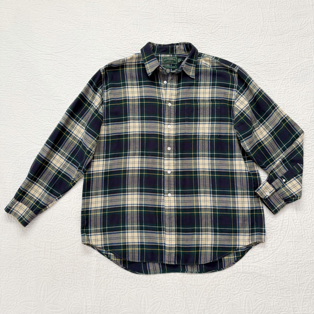 Filson Men's Wool-Blend Flannel‎ Button-Down Plaid Shirt XL